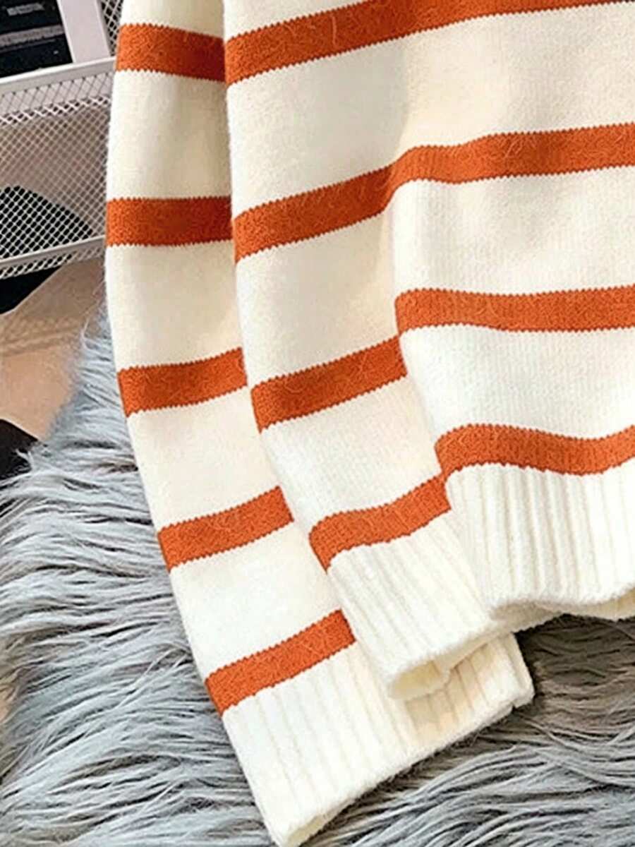 Bernina Striped Half Zip Collared Knit Sweater