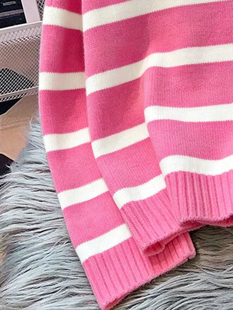Bernina Striped Half Zip Collared Knit Sweater