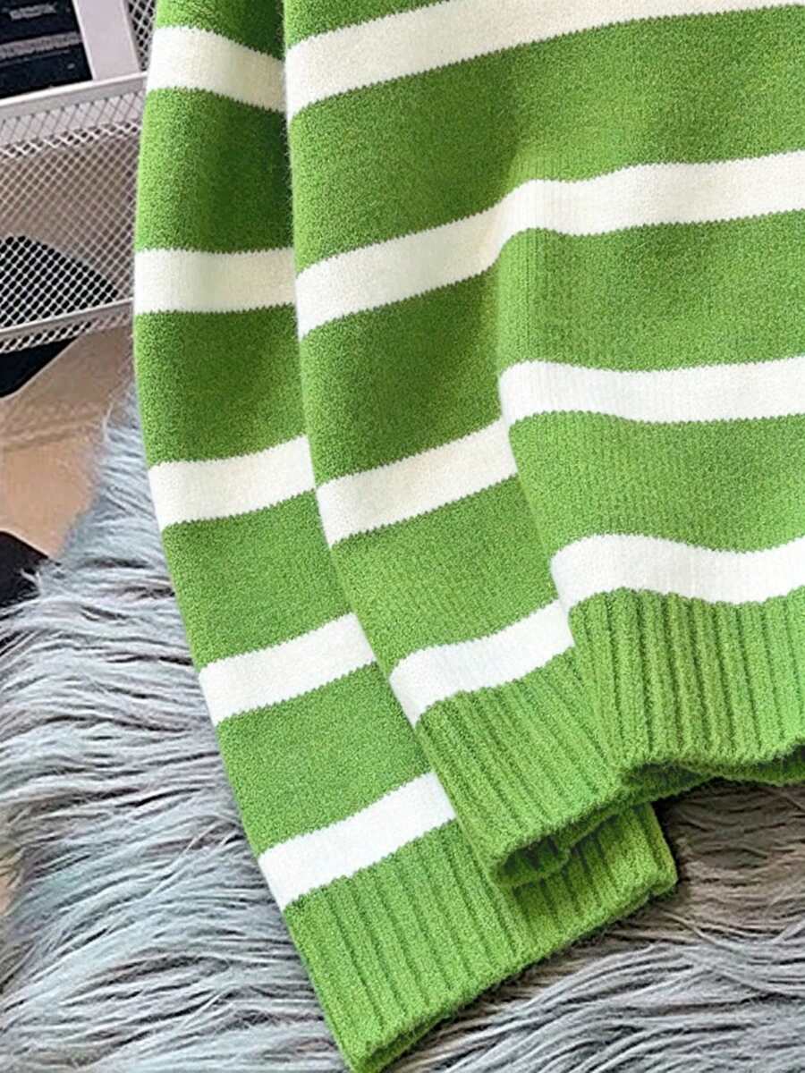 Bernina Striped Half Zip Collared Knit Sweater