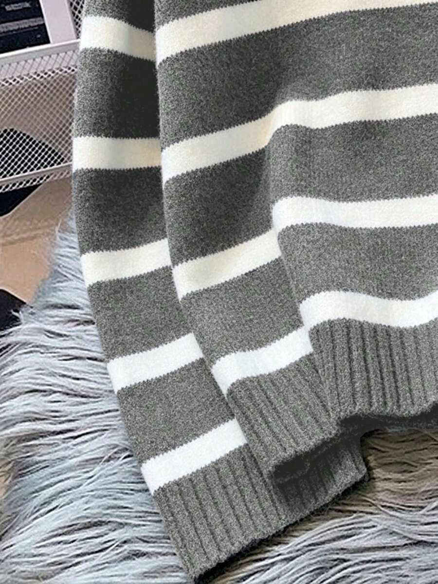 Bernina Striped Half Zip Collared Knit Sweater