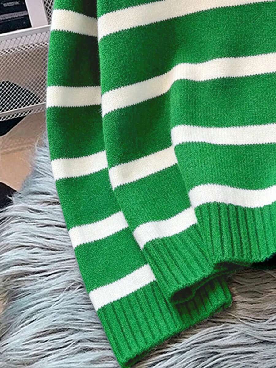 Bernina Striped Half Zip Collared Knit Sweater