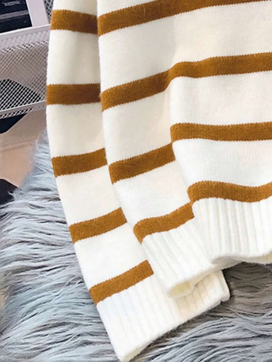 Bernina Striped Half Zip Collared Knit Sweater