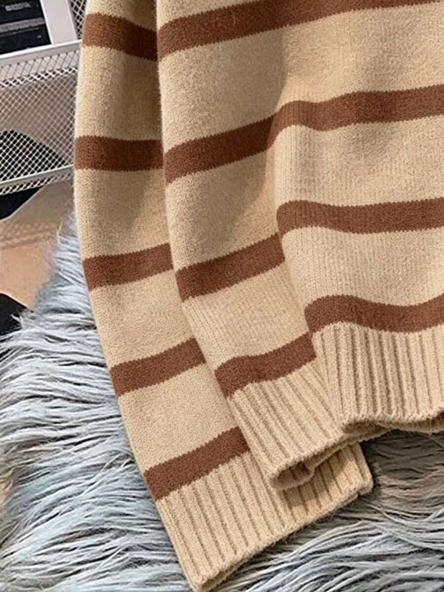 Bernina Striped Half Zip Collared Knit Sweater