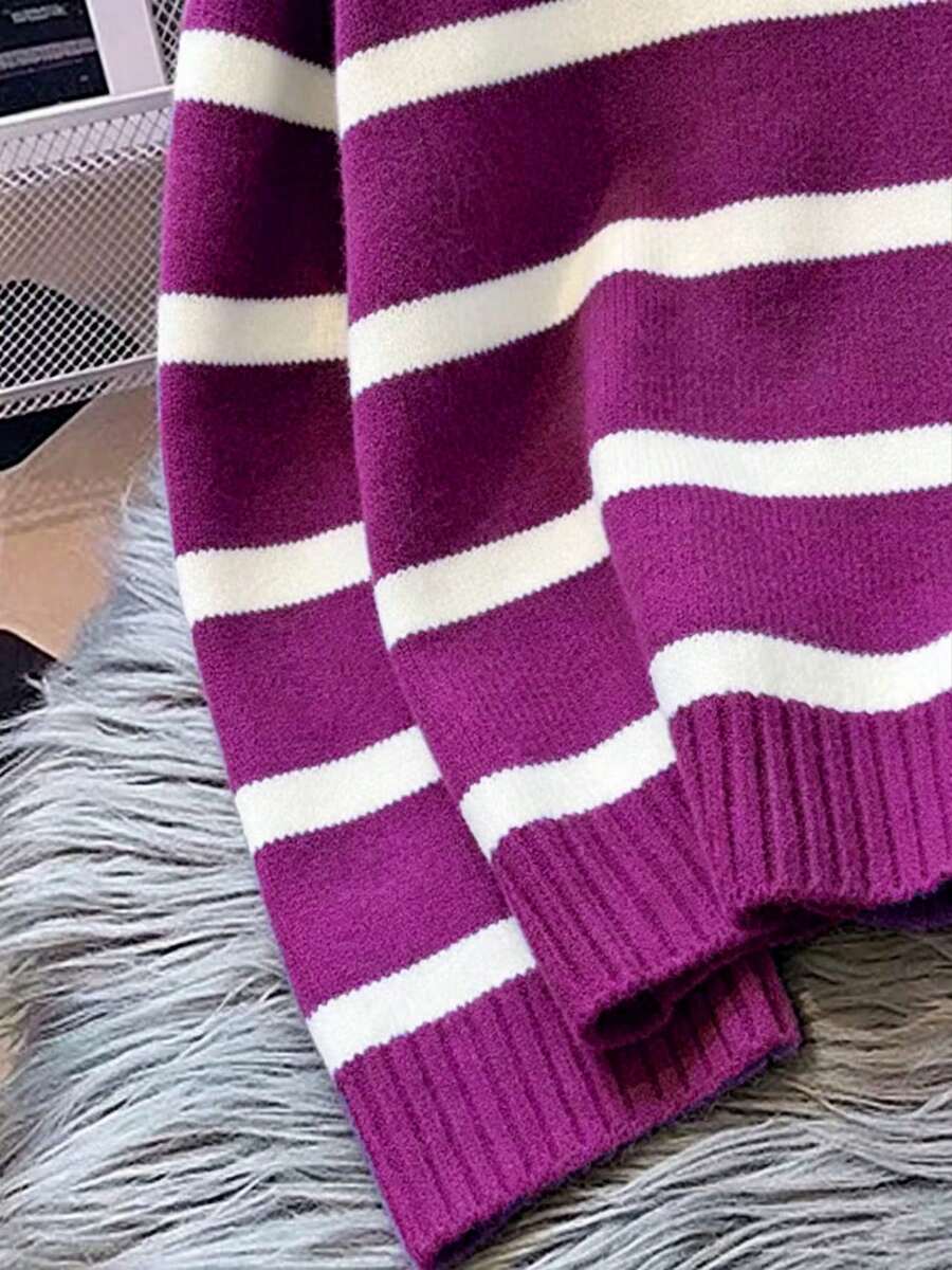 Bernina Striped Half Zip Collared Knit Sweater