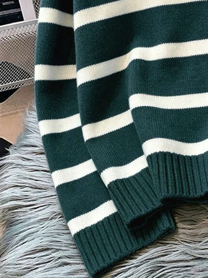 Bernina Striped Half Zip Collared Knit Sweater