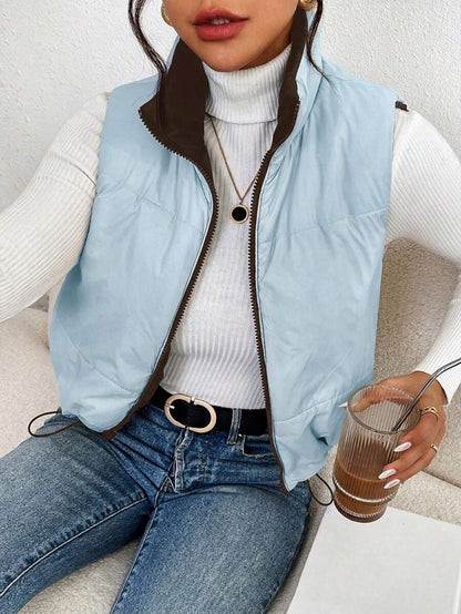 Hallstatt Short Zip Front Puffer Vest with Stand Collar