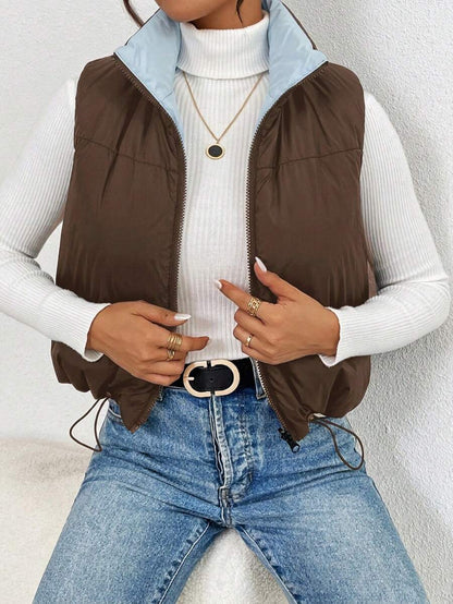 Hallstatt Short Zip Front Puffer Vest with Stand Collar