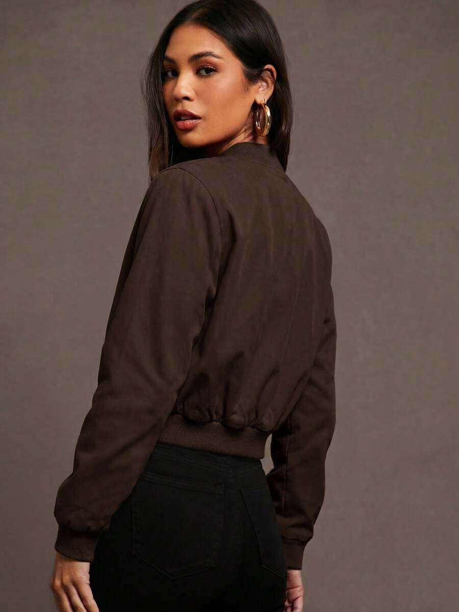 Steamboat Zip Up Bomber Jacket with Ribbed Trim