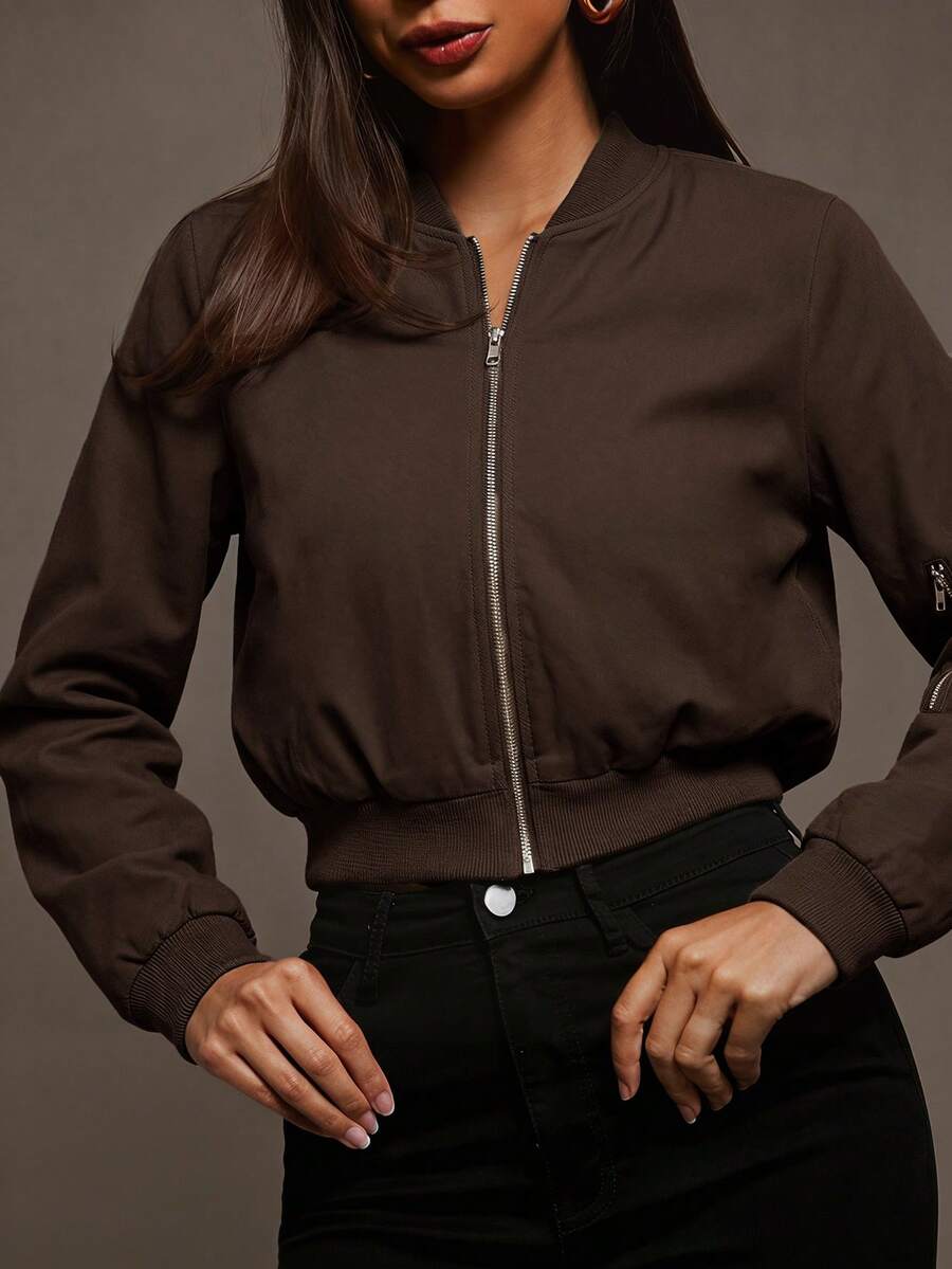 Steamboat Zip Up Bomber Jacket with Ribbed Trim