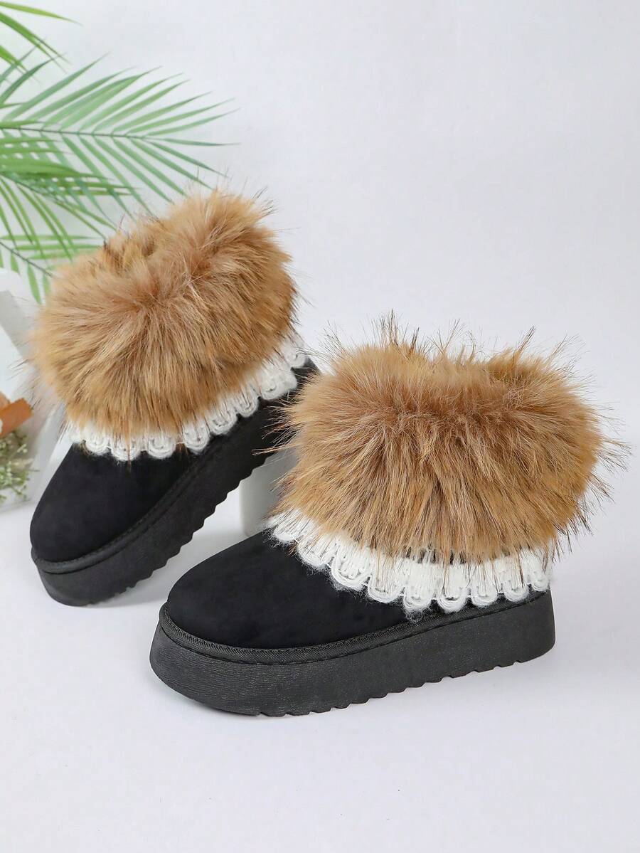 2025 Winter Women's Fashionable Thickened Thermal Lined Anti-Slip Snow Boots,Fur Boots Mensa