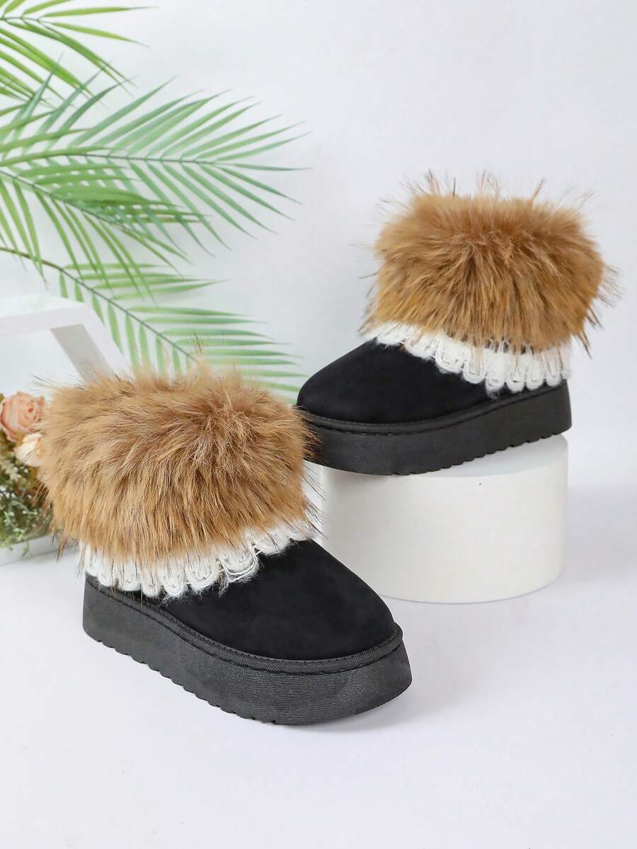 2025 Winter Women's Fashionable Thickened Thermal Lined Anti-Slip Snow Boots,Fur Boots Mensa