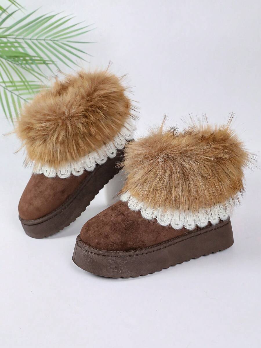 2025 Winter Women's Fashionable Thickened Thermal Lined Anti-Slip Snow Boots,Fur Boots Mensa