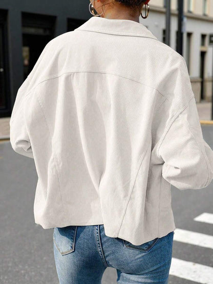 Montreux Corduroy Cropped Button Front Shacket Jacket