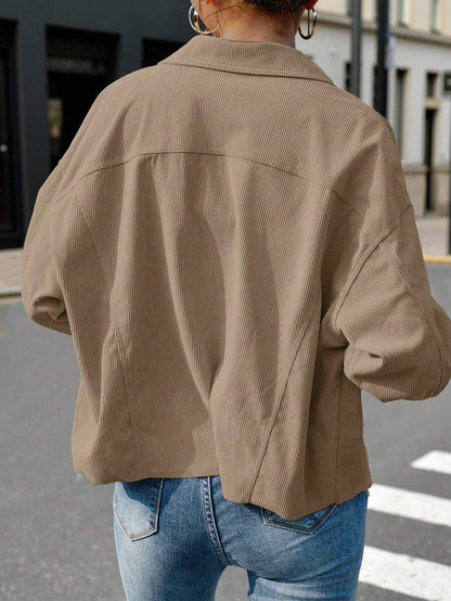 Montreux Corduroy Cropped Button Front Shacket Jacket