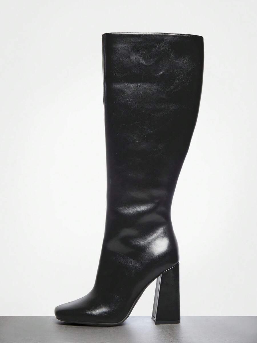 SHUZIA Women's Fashionable & Comfortable Knee-High Side Zipper Chunky Heel Boots Mensa