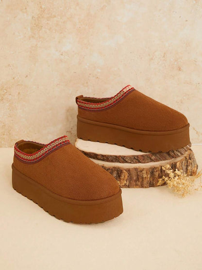 Solezae Women's Faux Suede Round Toe Slip On Fluffy Flatform Slippers Mother's Day Present For Christmas Valentine's Day Mensa