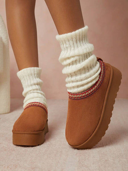 Solezae Women's Faux Suede Round Toe Slip On Fluffy Flatform Slippers Mother's Day Present For Christmas Valentine's Day Mensa