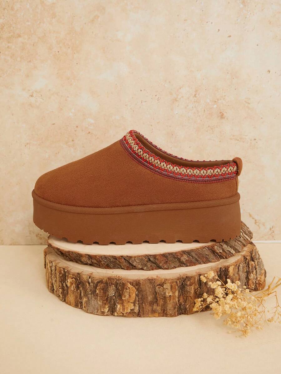 Solezae Women's Faux Suede Round Toe Slip On Fluffy Flatform Slippers Mother's Day Present For Christmas Valentine's Day Mensa