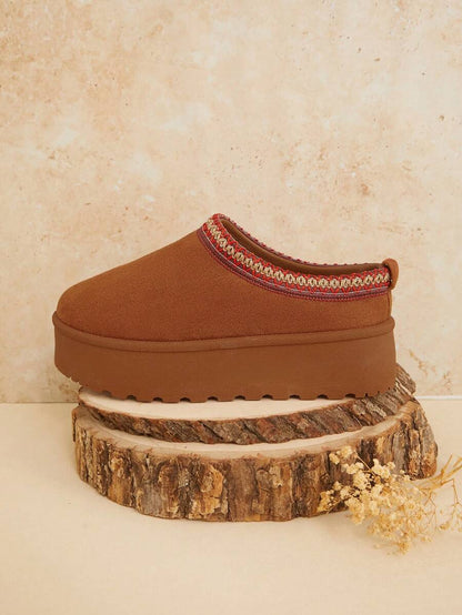 Solezae Women's Faux Suede Round Toe Slip On Fluffy Flatform Slippers Mother's Day Present For Christmas Valentine's Day Mensa