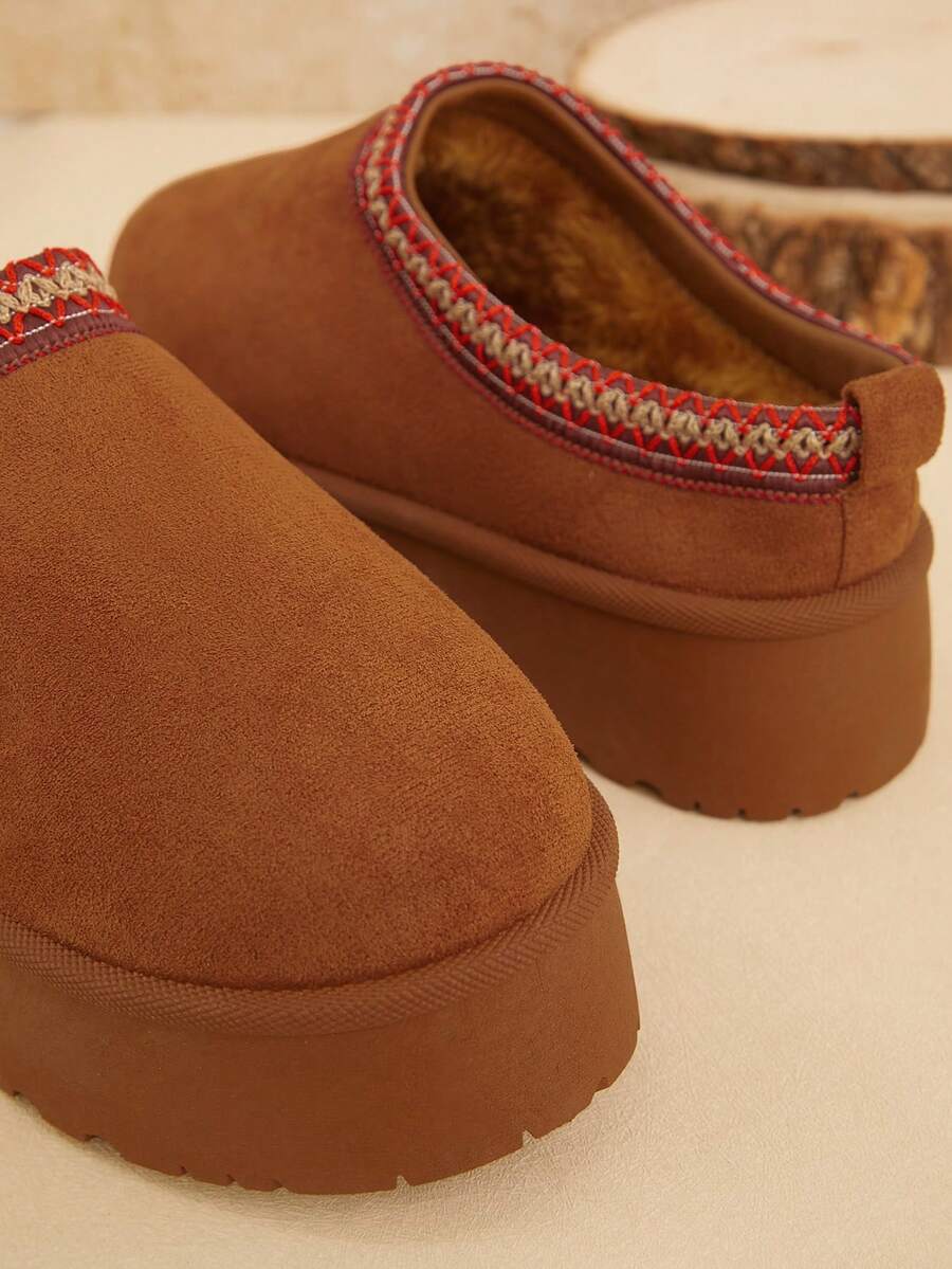 Solezae Women's Faux Suede Round Toe Slip On Fluffy Flatform Slippers Mother's Day Present For Christmas Valentine's Day Mensa