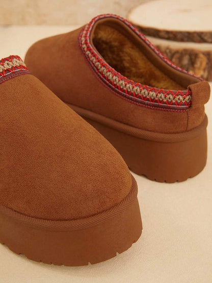 Solezae Women's Faux Suede Round Toe Slip On Fluffy Flatform Slippers Mother's Day Present For Christmas Valentine's Day Mensa
