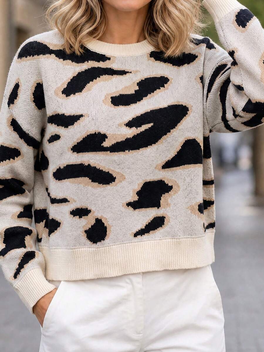 Audrey Striped Drop Shoulder Pullover Sweater - Black and White