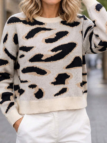 Audrey Striped Drop Shoulder Pullover Sweater - Black and White