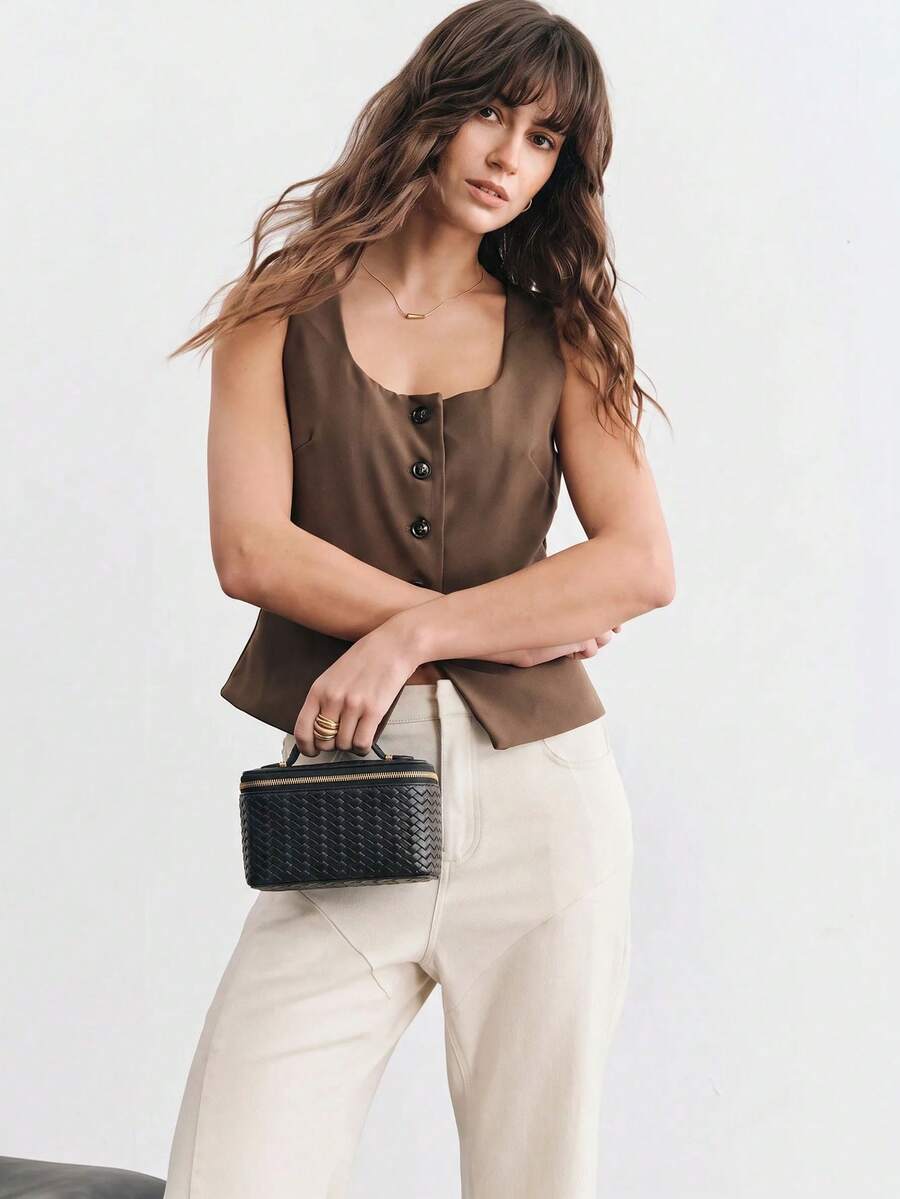 Menton Structured Vanity Top Handle Box Bag