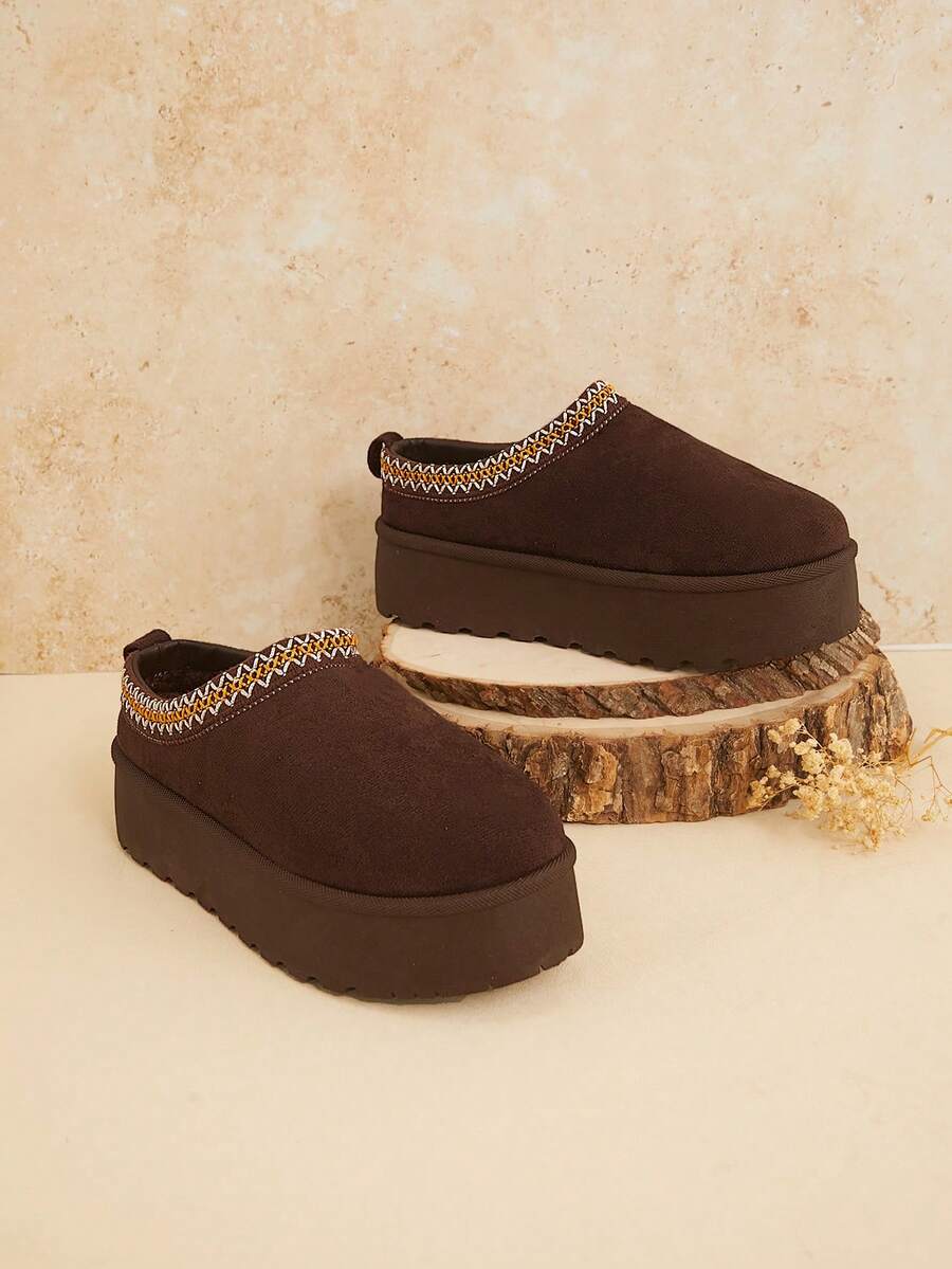Solezae Women's Faux Suede Round Toe Slip On Fluffy Flatform Slippers Mother's Day Present For Christmas Valentine's Day Mensa