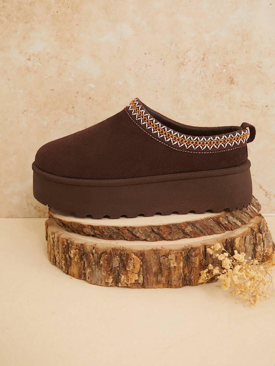 Solezae Women's Faux Suede Round Toe Slip On Fluffy Flatform Slippers Mother's Day Present For Christmas Valentine's Day Mensa
