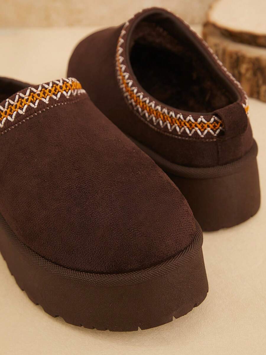 Solezae Women's Faux Suede Round Toe Slip On Fluffy Flatform Slippers Mother's Day Present For Christmas Valentine's Day Mensa