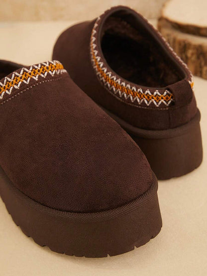 Solezae Women's Faux Suede Round Toe Slip On Fluffy Flatform Slippers Mother's Day Present For Christmas Valentine's Day Mensa