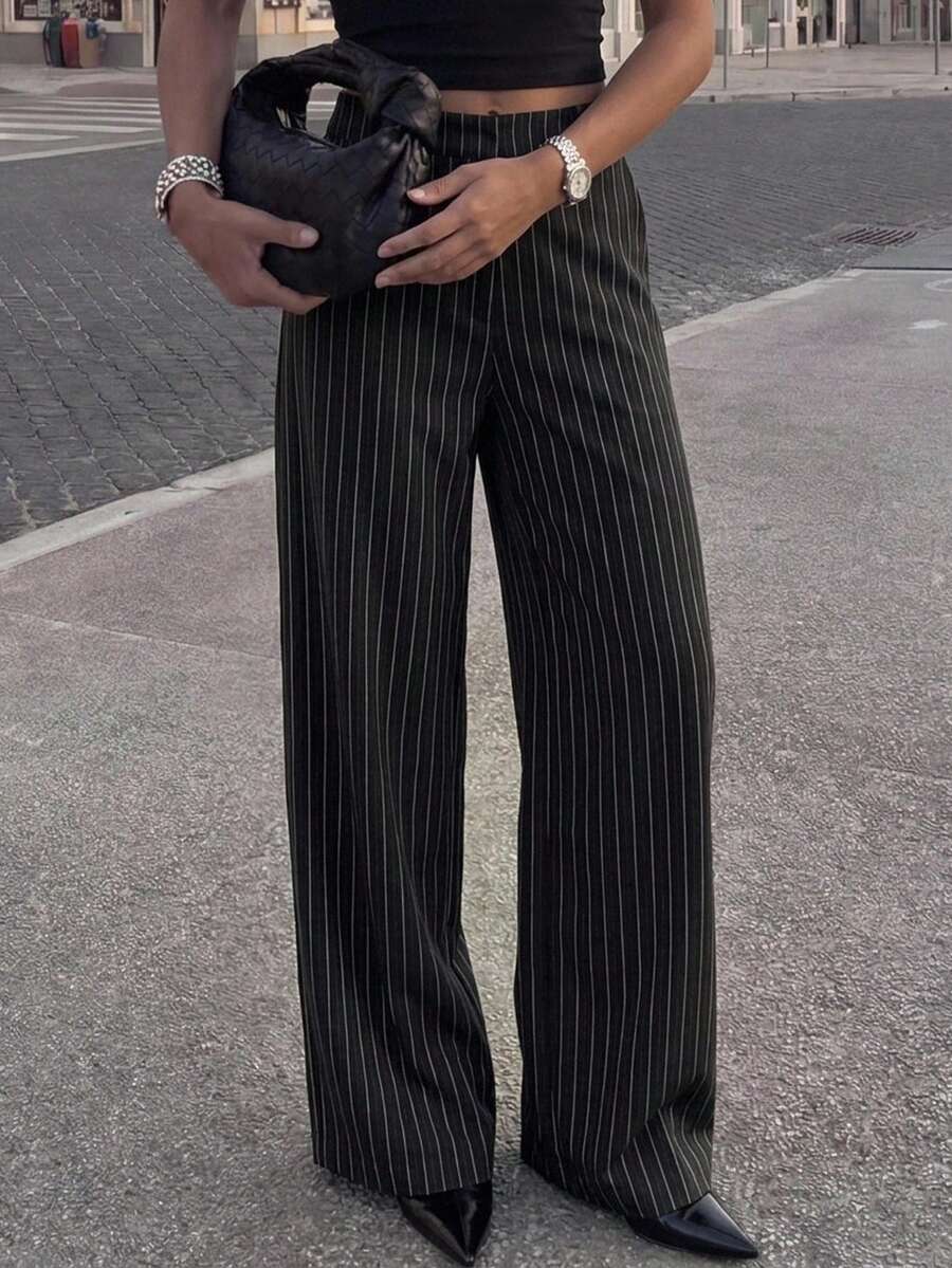 Women's Wide Leg Tailored Trousers, High Waisted Stretch Dress Pants for Work Office - Apricot