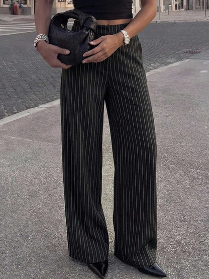 Women's Wide Leg Tailored Trousers, High Waisted Stretch Dress Pants for Work Office - Apricot