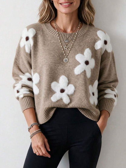 Audrey Striped Drop Shoulder Pullover Sweater - Multicolor