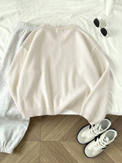Women's Oversized Crew Neck Pullover Sweater, Relaxed Knit Sweater for Fall Winter - Teal Blue