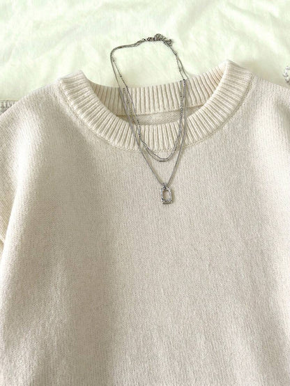 Women's Oversized Crew Neck Pullover Sweater, Relaxed Knit Sweater for Fall Winter - Blue