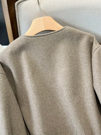 Lillehammer Wool Look Zip Up Cropped Bomber Jacket