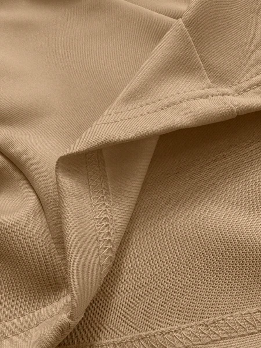 Eugenie Open Front Lapel Collar Stretch Knit Blazer - Khaki