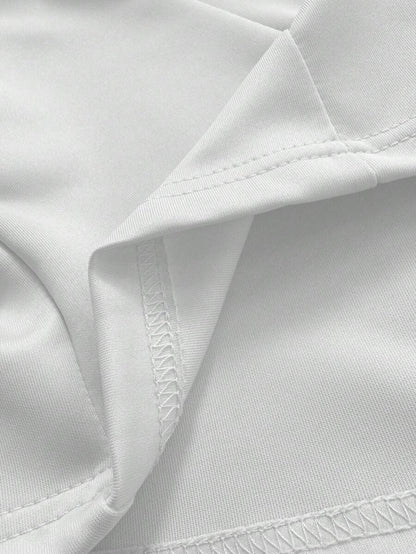 Eugenie Open Front Lapel Collar Stretch Knit Blazer - White