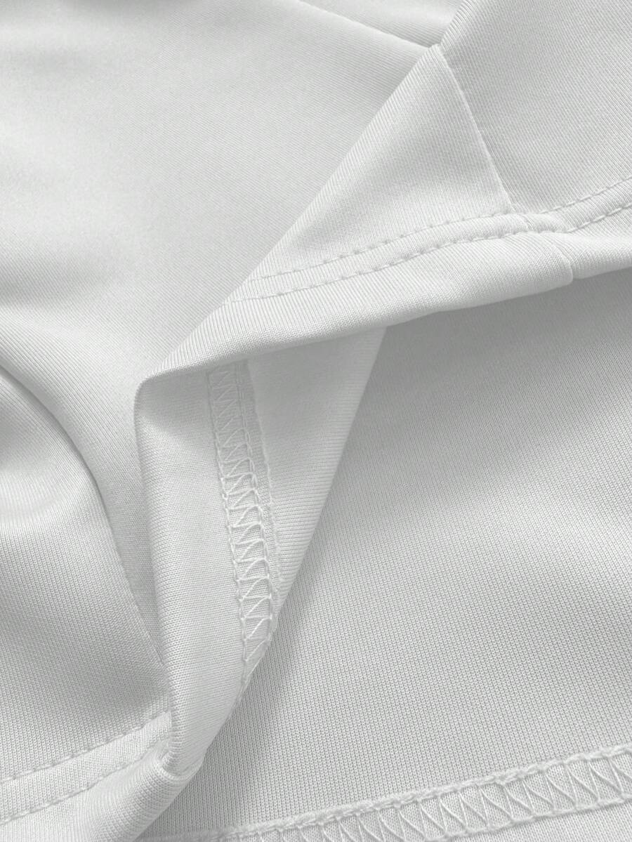 Eugenie Open Front Lapel Collar Stretch Knit Blazer - White with Black Lapel