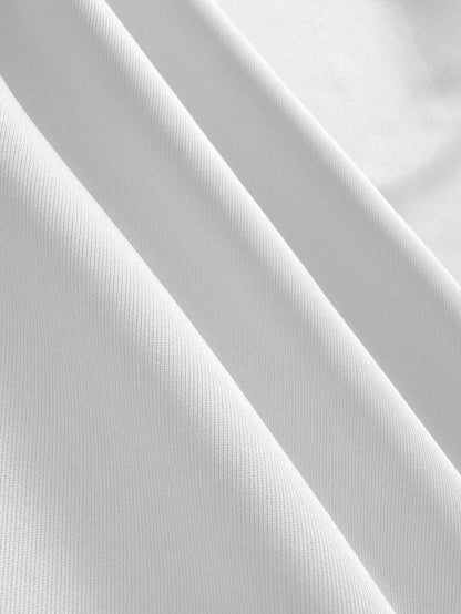Eugenie Open Front Lapel Collar Stretch Knit Blazer - White with Black Lapel