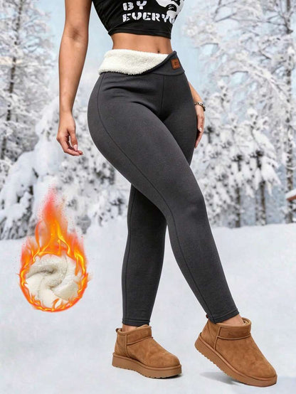 Signe High Waisted Fleece Lined Leggings Full Length Thermal - Charcoal Grey