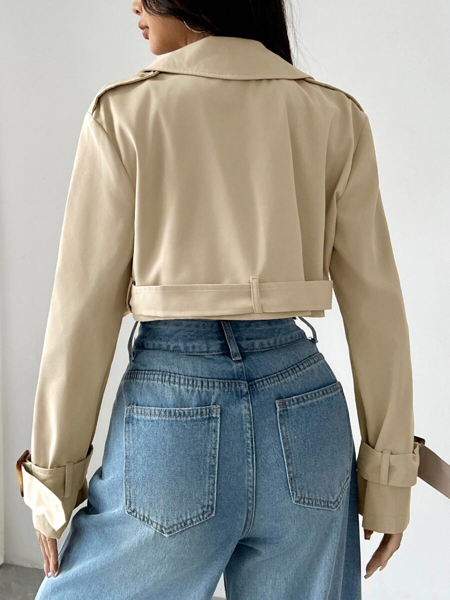 Dublin Cropped Double Breasted Trench Jacket with Belt