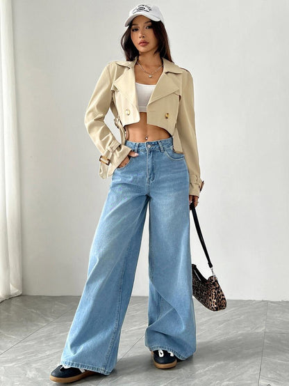 Dublin Cropped Double Breasted Trench Jacket with Belt