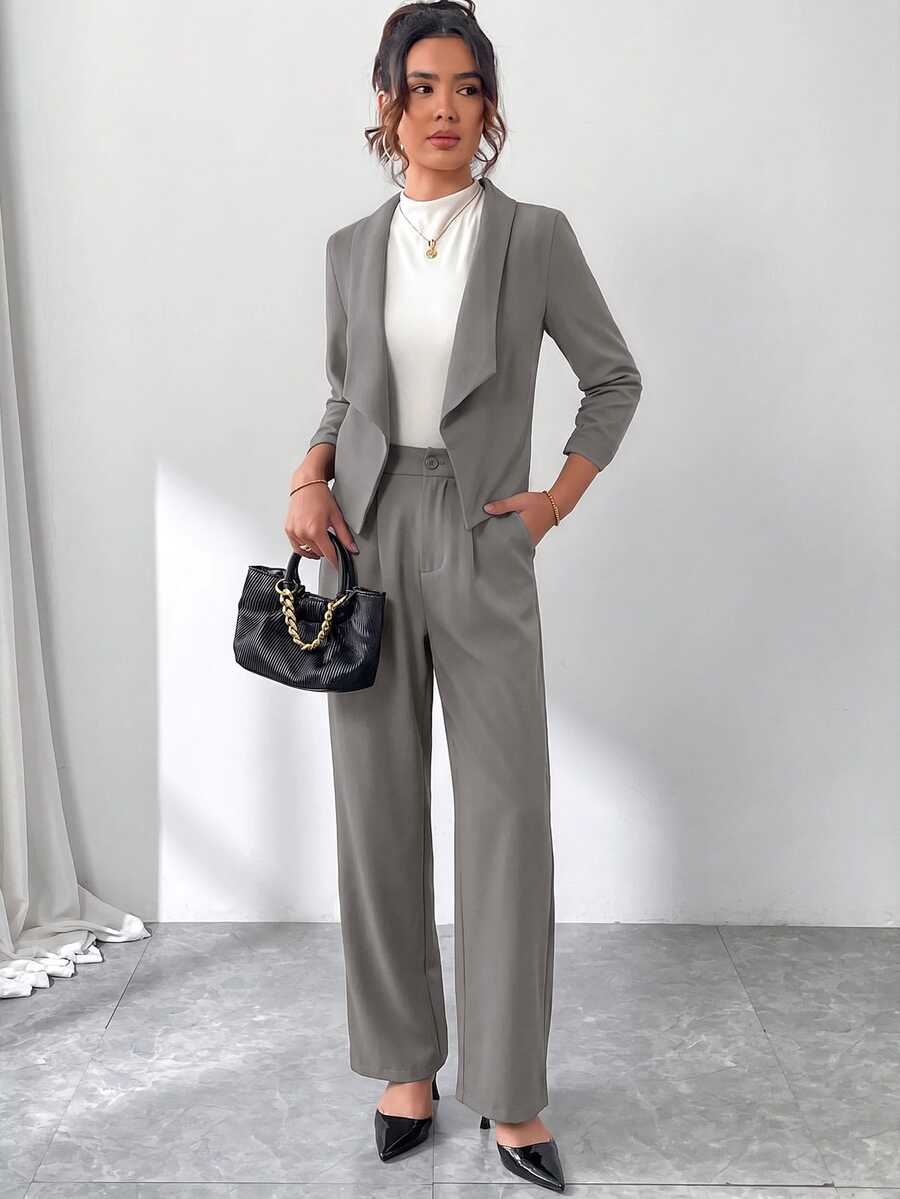 Diana Shawl Collar Ruched Crop Blazer - White
