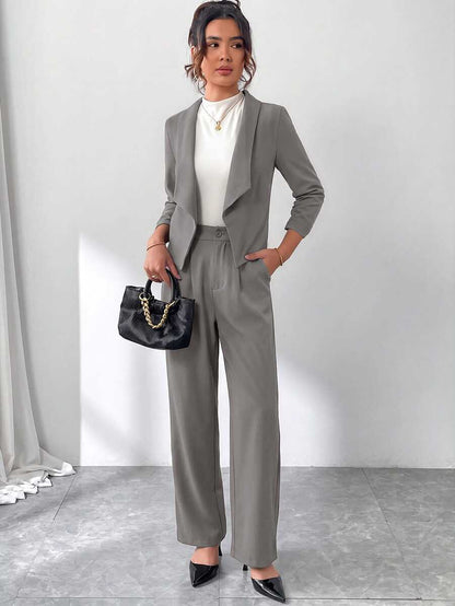Diana Shawl Collar Ruched Crop Blazer - White