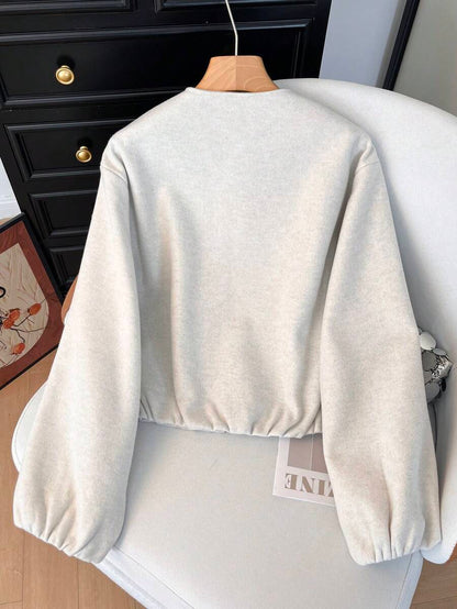 Lillehammer Wool Look Zip Up Cropped Bomber Jacket