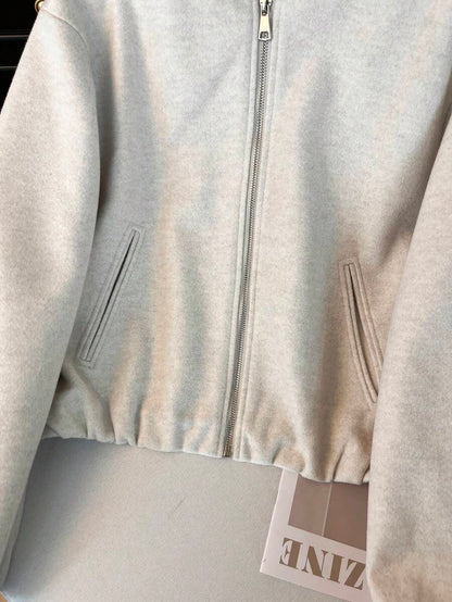 Lillehammer Wool Look Zip Up Cropped Bomber Jacket