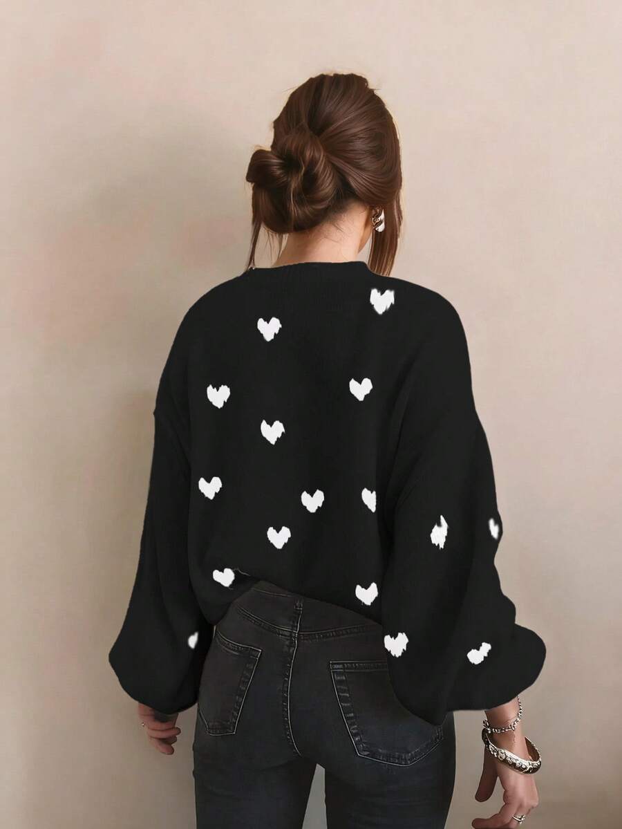 Cumbria Heart Pattern Loose Knit Sweater